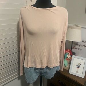 All in Motion | Blush Pink Ribbed Long Sleeve Top | Size XS